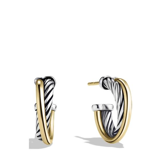 David Yurman Crossover Extra-Small Hoop Earrings With Gold Two Tone - OS - Picture 1 of 3